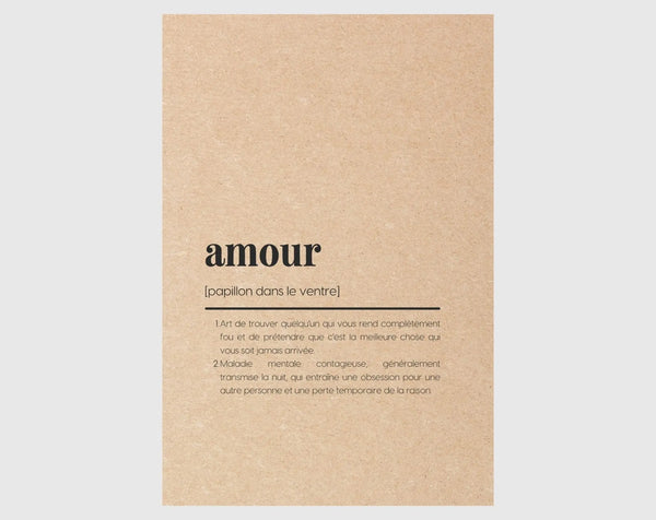 Carte définition amour - Cadeau Saint-Valentin