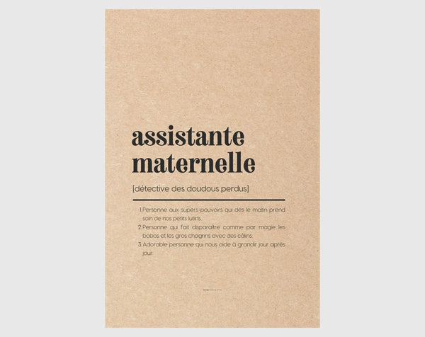 Carte définition assistante maternelle - Idée cadeau fin d'année