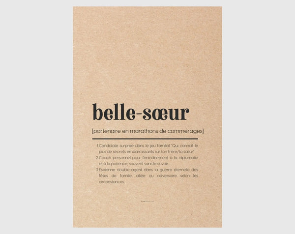 Carte définition belle-sœur - Carte anniversaire