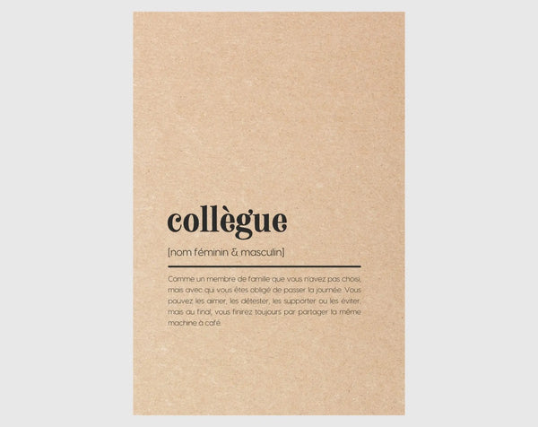 Carte définition collègue - Carte départ ou amitié collègue