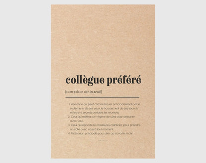 Carte définition collègue préféré - Carte départ ou amitié collègue FLTMfrance