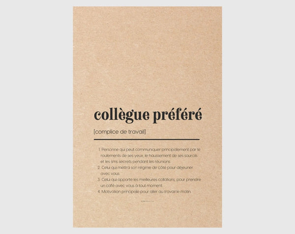 Carte définition collègue préféré - Carte départ ou amitié collègue