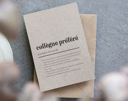 Carte définition collègue préféré - Carte départ ou amitié collègue FLTMfrance