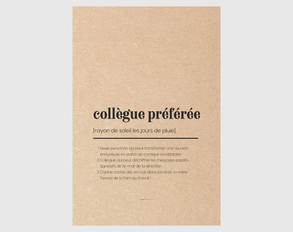 Carte définition collègue préférée - Carte départ et amitié