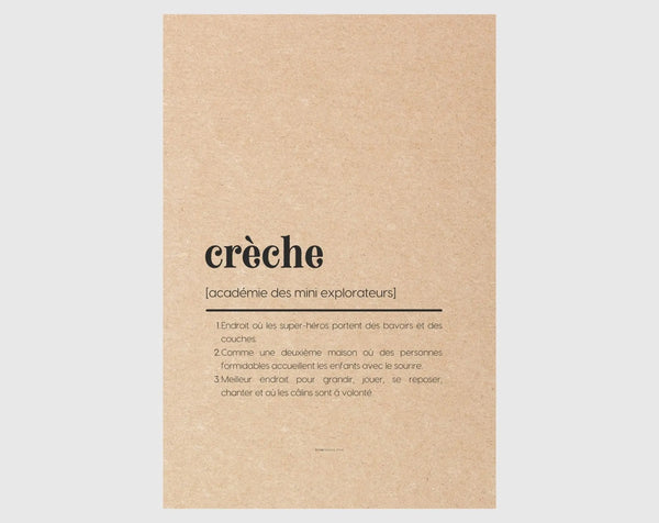 Carte définition crèche - Idée cadeau fin d'année scolaire