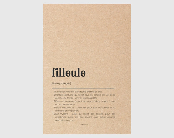 Carte définition filleule - Carte anniversaire
