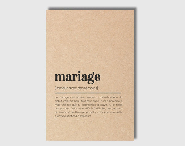 Carte définition mariage - Cadeau de mariage