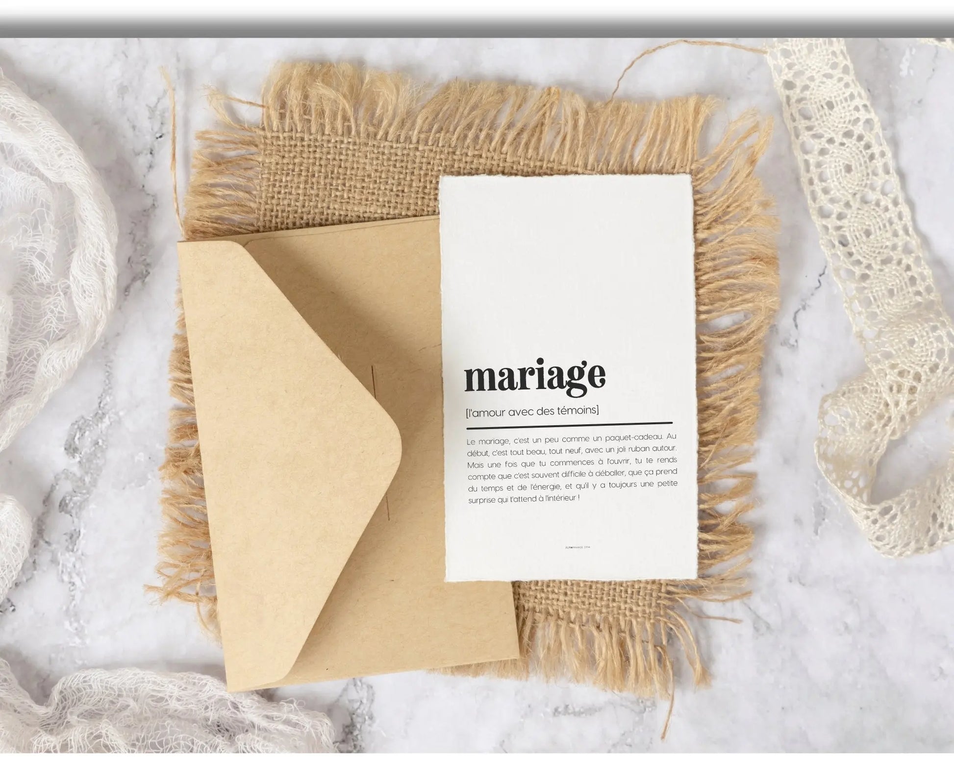 Carte définition mariage - Cadeau de mariage FLTMfrance