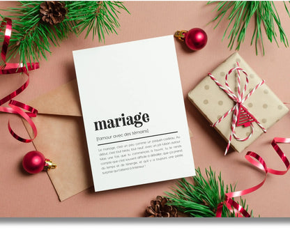 Carte définition mariage - Cadeau de mariage FLTMfrance