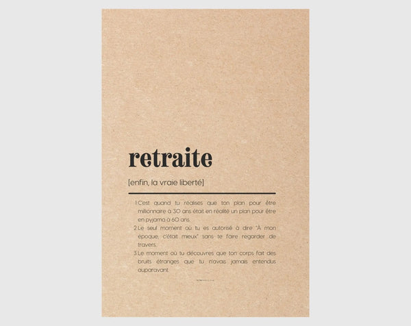 Carte définition retraite - Cadeau départ retraite
