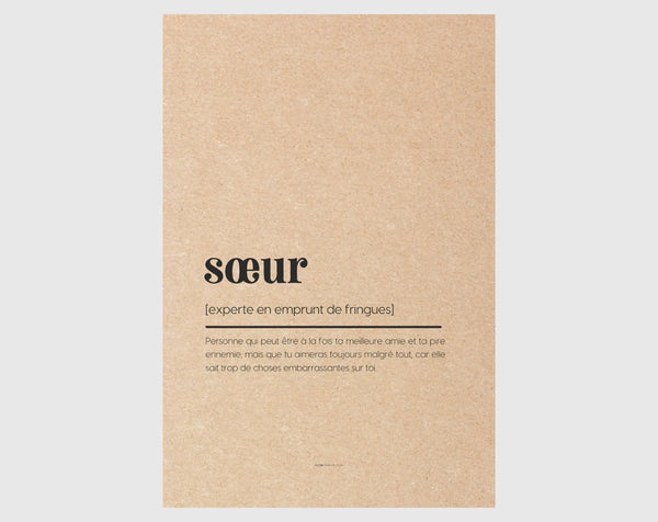 Carte définition soeur - Carte anniversaire