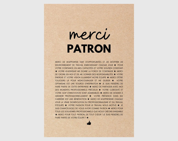 Carte merci patron - Idée cadeau pour son patron