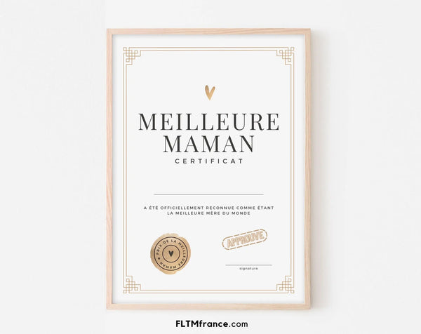 Certificat de la Meilleure Maman - Affiche pour une maman
