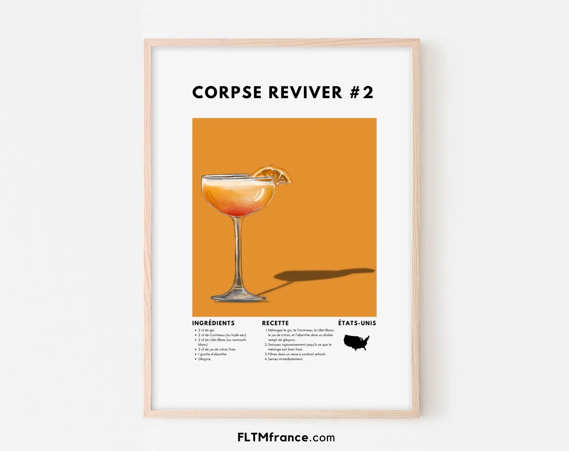 Corpse Reviver No. 2 - Affiche recette de cocktail FLTMfrance