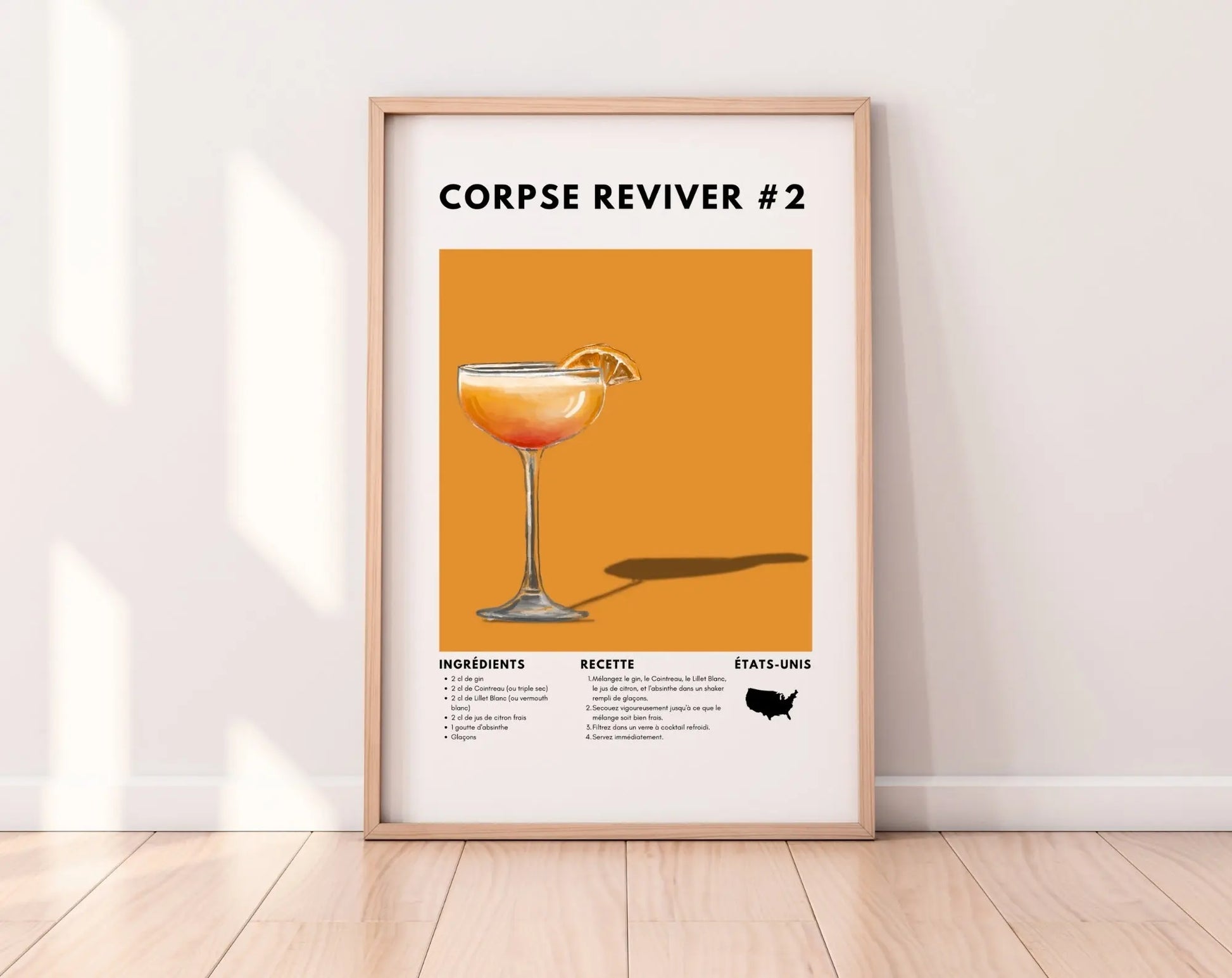 Corpse Reviver No. 2 - Affiche recette de cocktail FLTMfrance