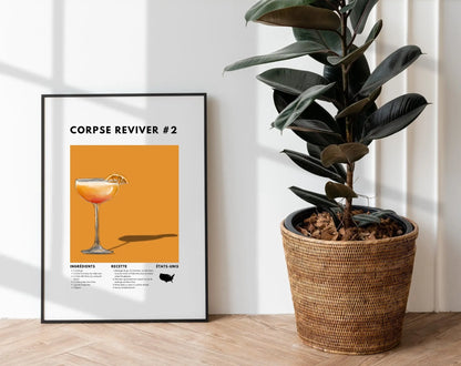 Corpse Reviver No. 2 - Affiche recette de cocktail FLTMfrance