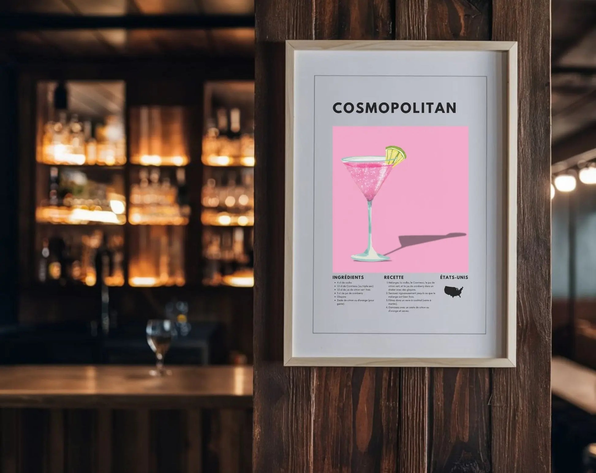 Cosmopolitan - Affiche recette de cocktail FLTMfrance