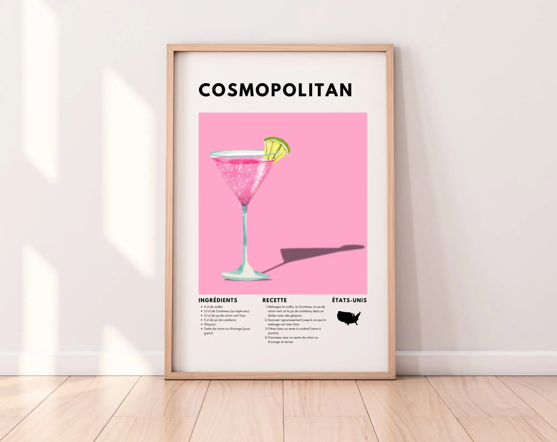 Cosmopolitan - Affiche recette de cocktail FLTMfrance