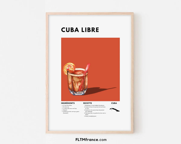 Affiche Cuba Libre - Affiche recette de cocktail