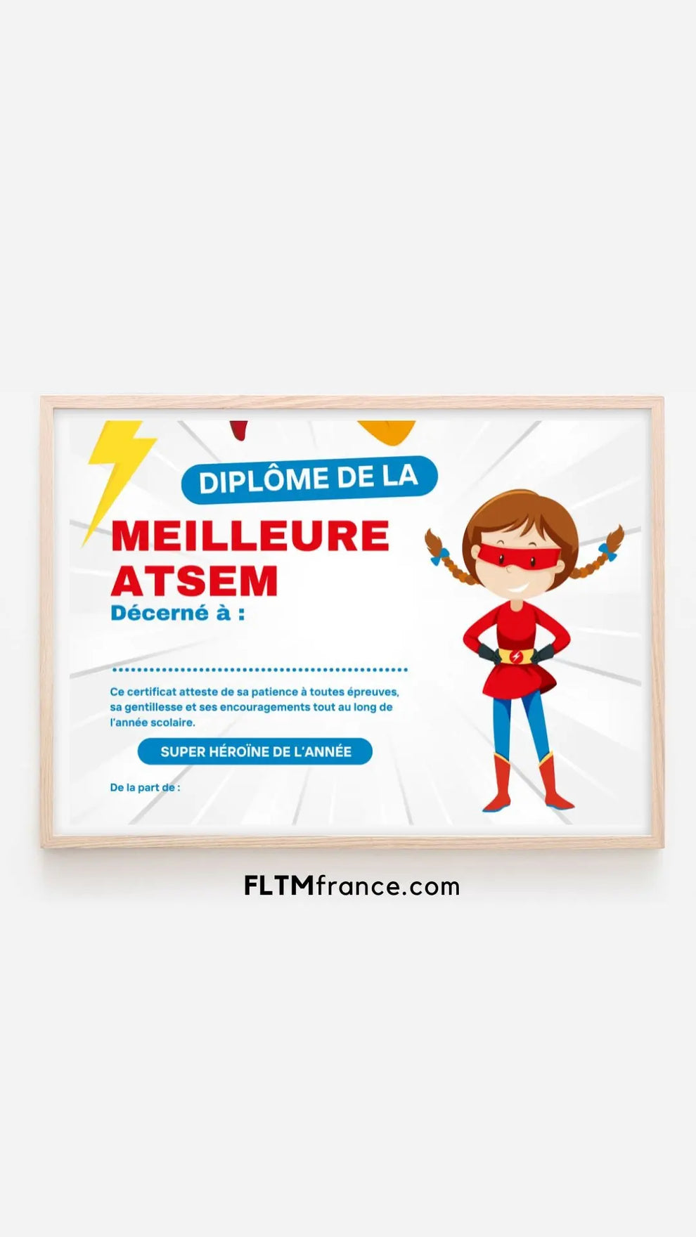 Diplôme de la meilleure ATSEM - Cadeau école | FLTM