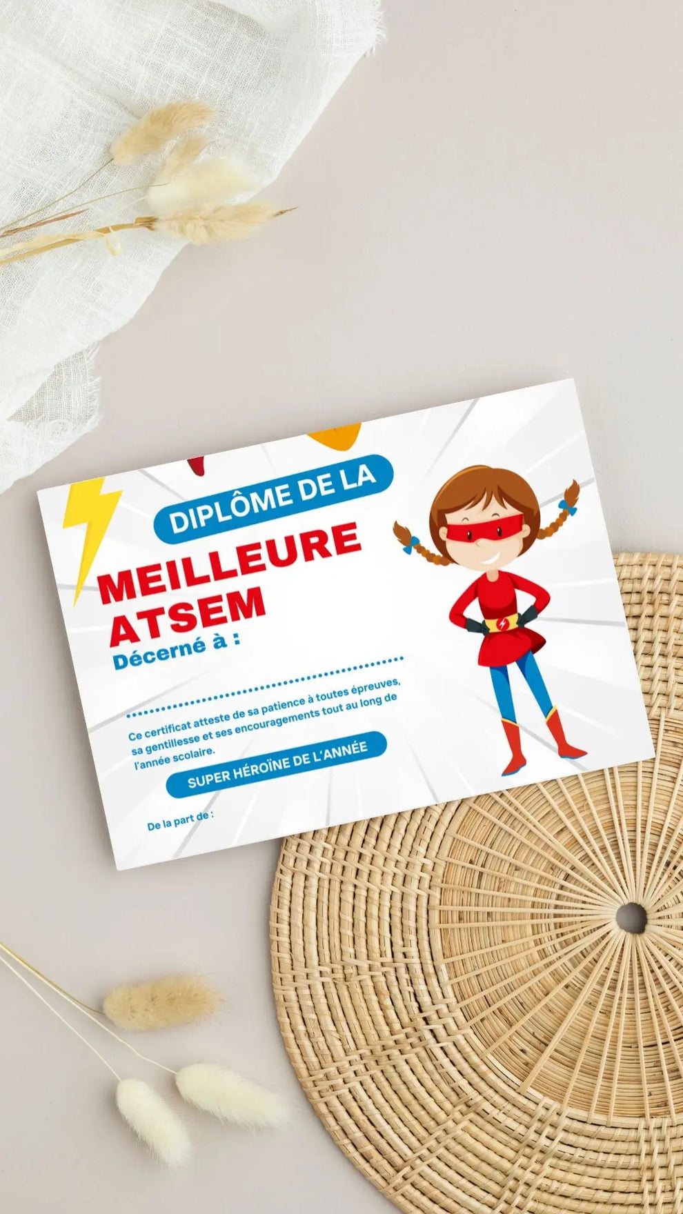 Diplôme de la meilleure ATSEM - Cadeau école | FLTM