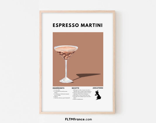 Espresso Martini - Affiche recette de cocktail FLTMfrance