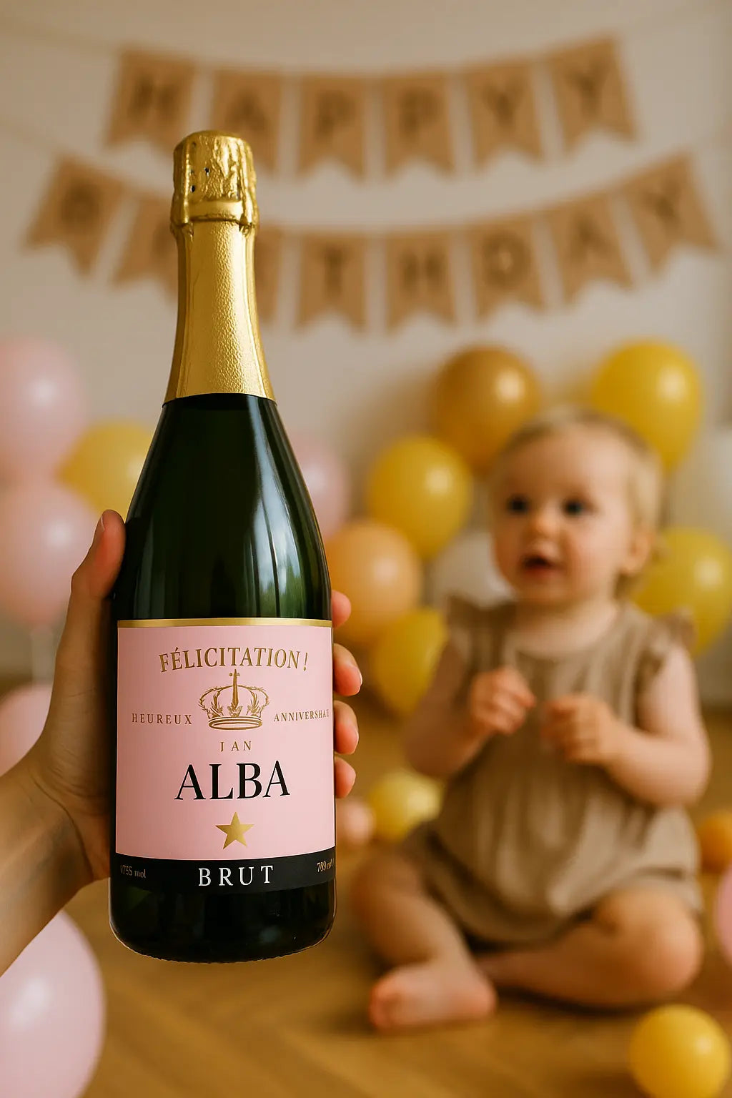 Étiquette champagne Anniversaire à imprimer FLTM