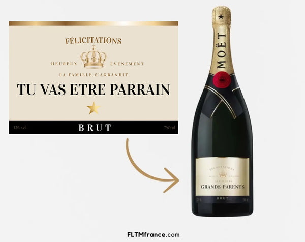 Étiquette champagne annonce grossesse Tu vas être Parrain à imprimer