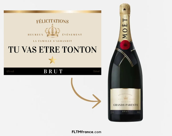 Étiquette champagne annonce grossesse Tu vas être Tonton à imprimer