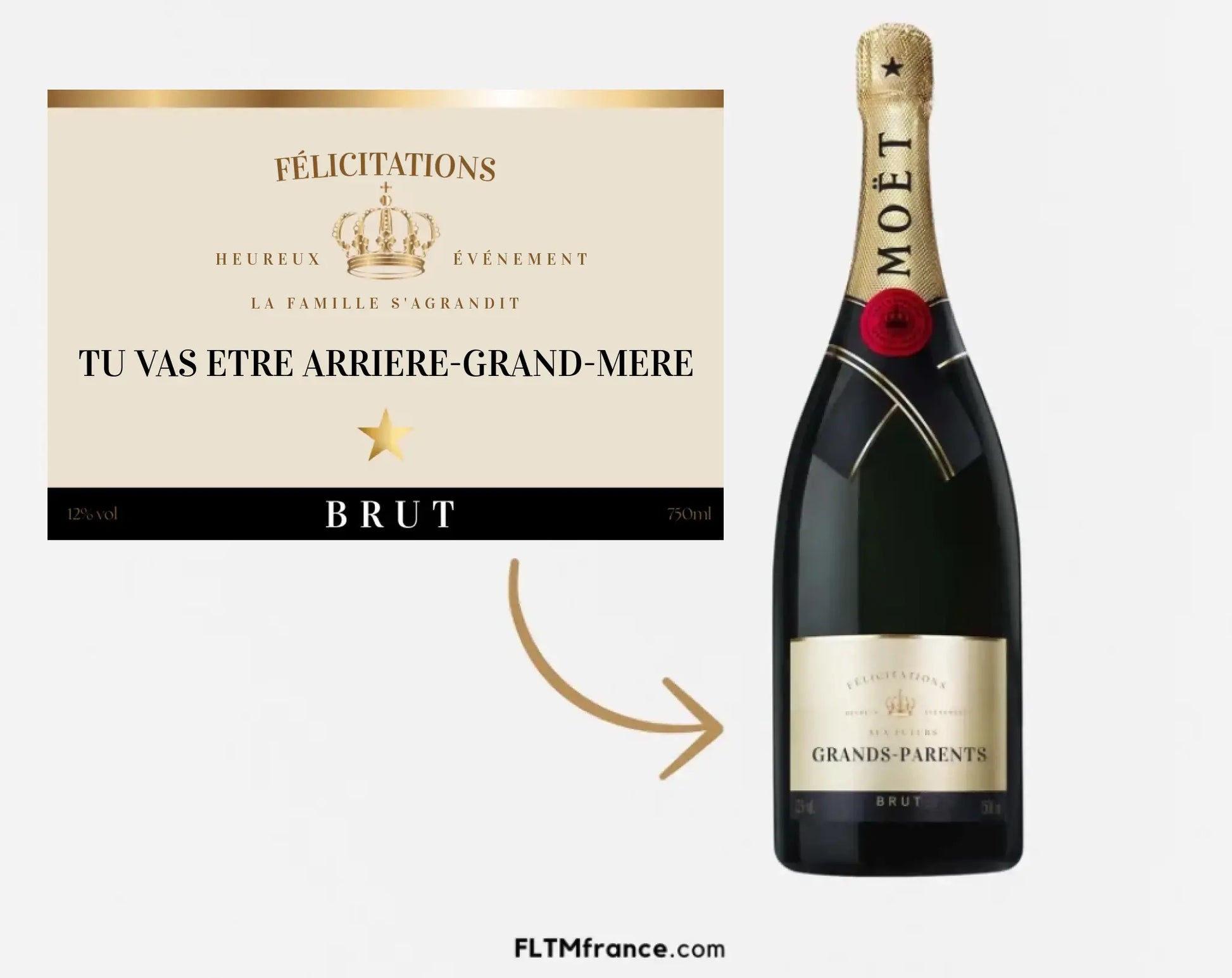 Étiquette champagne annonce grossesse Tu vas être arrière-grand-mère à imprimer FLTM