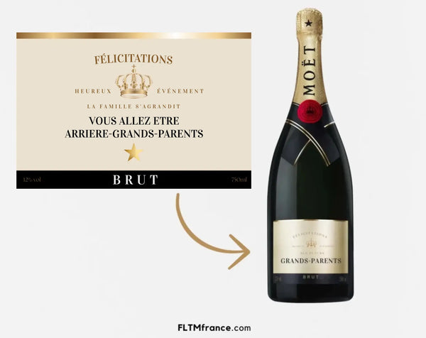 Étiquette champagne annonce grossesse Vous allez être Arrière-Grands-Parents à imprimer
