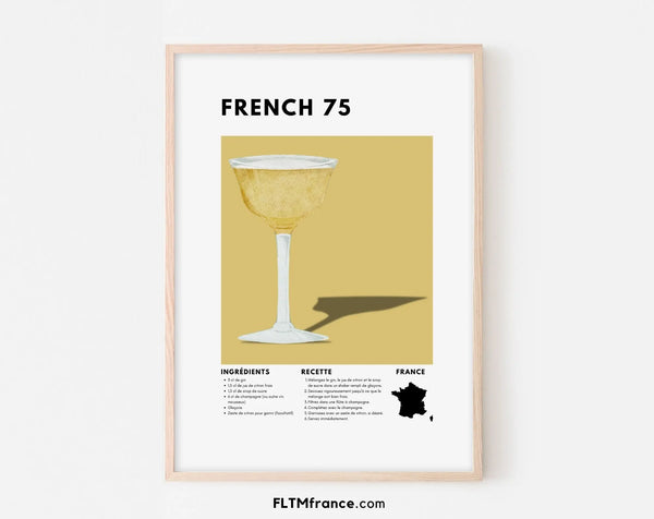 Affiche French 75 - Affiche recette de cocktail