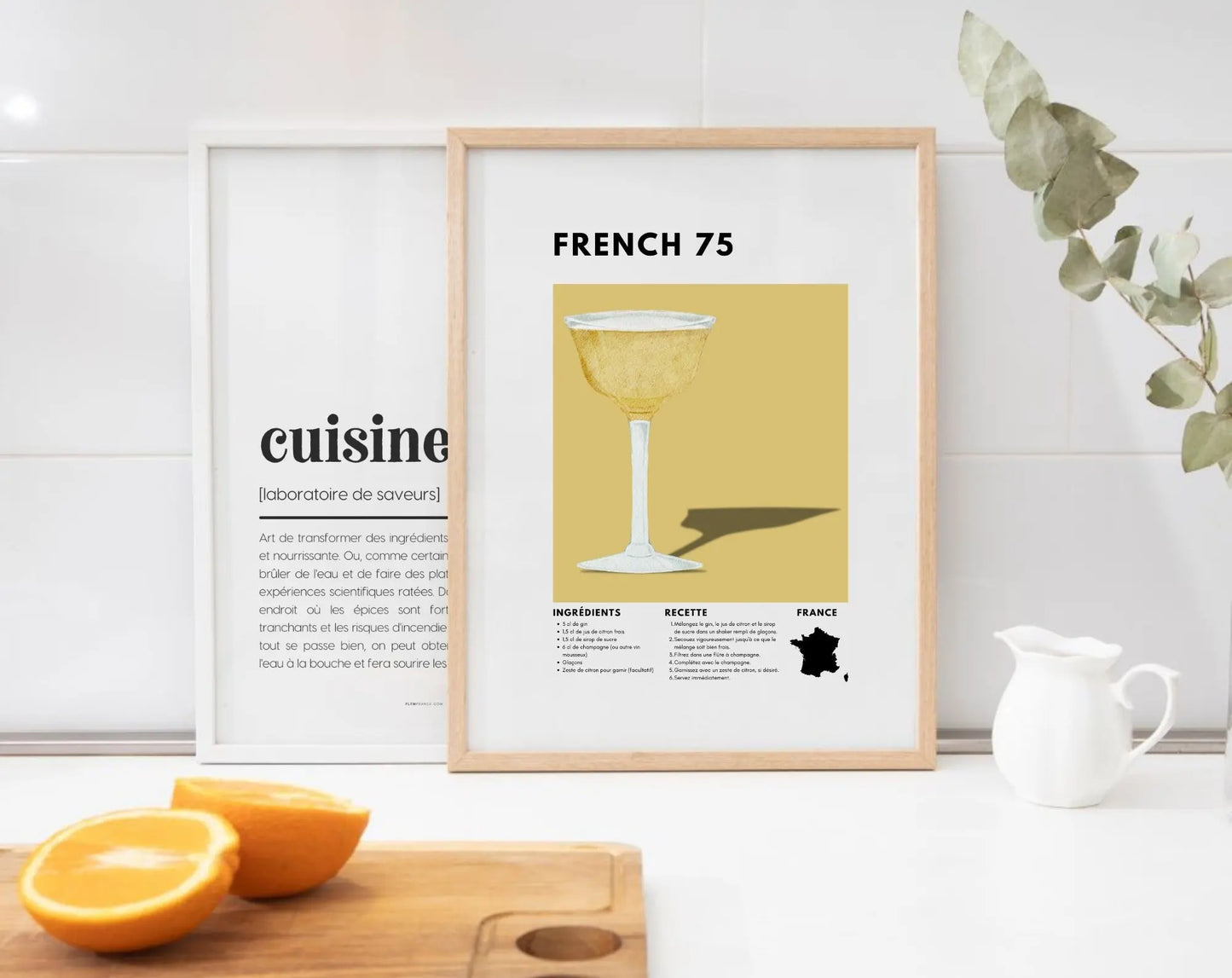 French 75 - Affiche recette de cocktail FLTMfrance