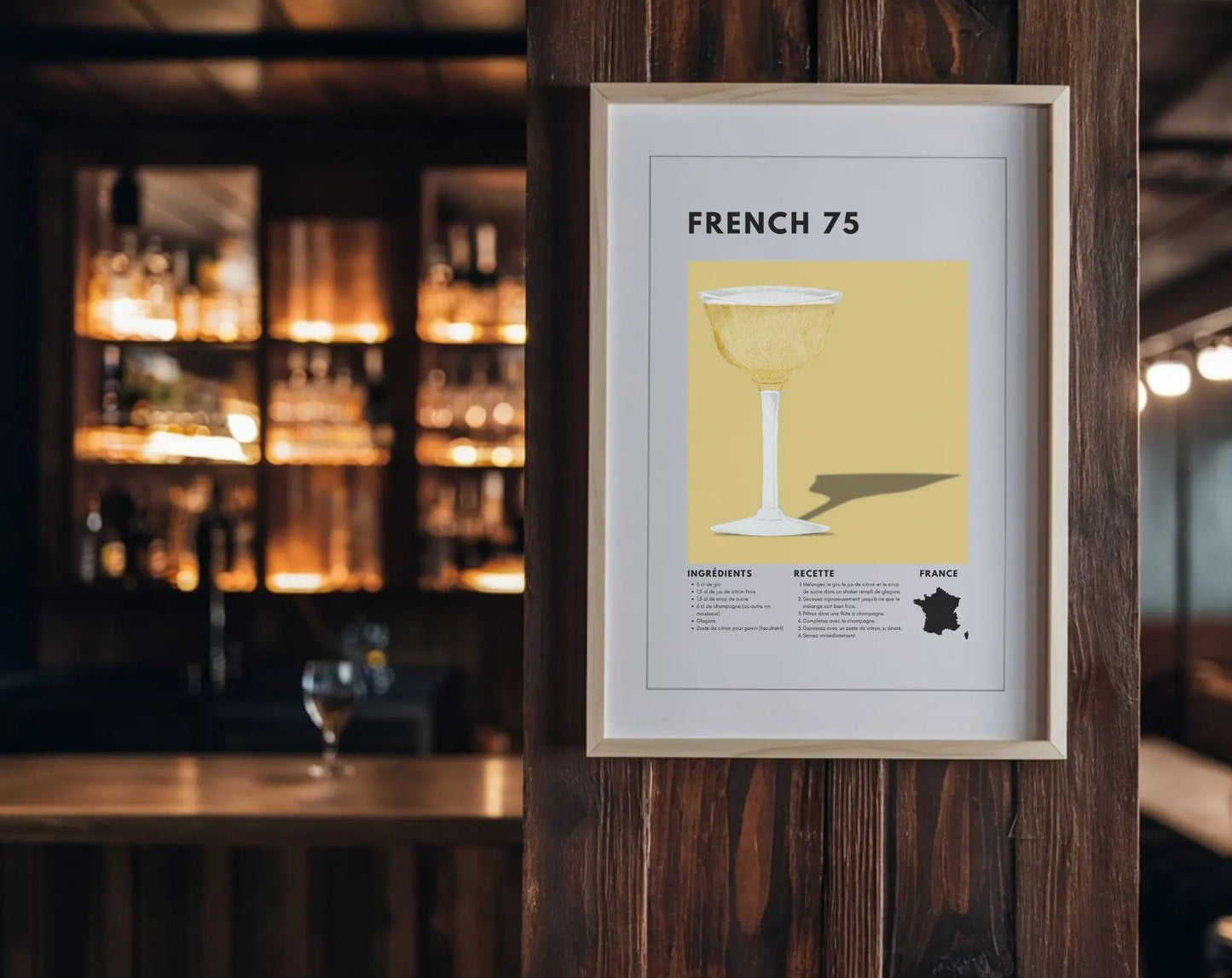 French 75 - Affiche recette de cocktail FLTMfrance