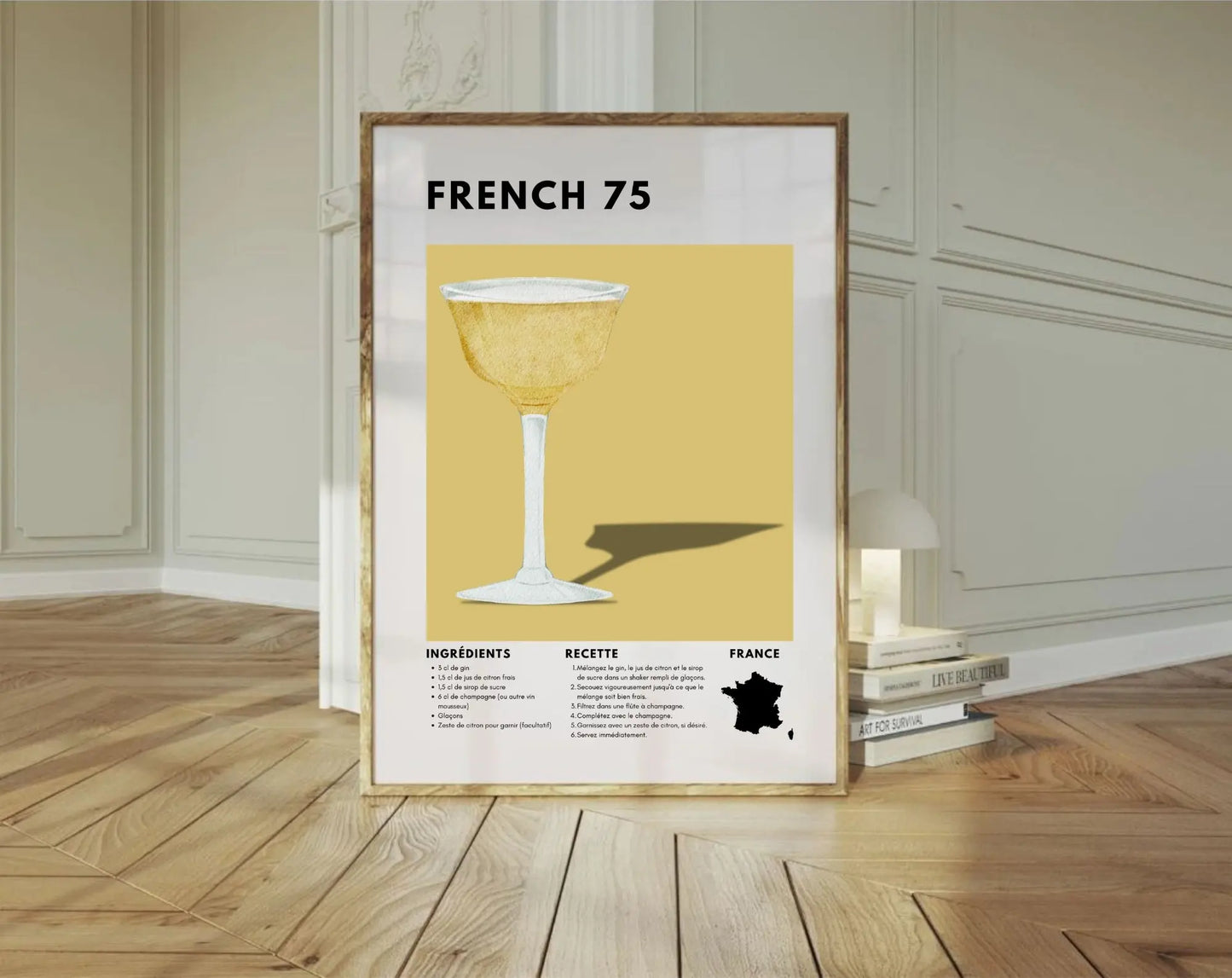 French 75 - Affiche recette de cocktail FLTMfrance