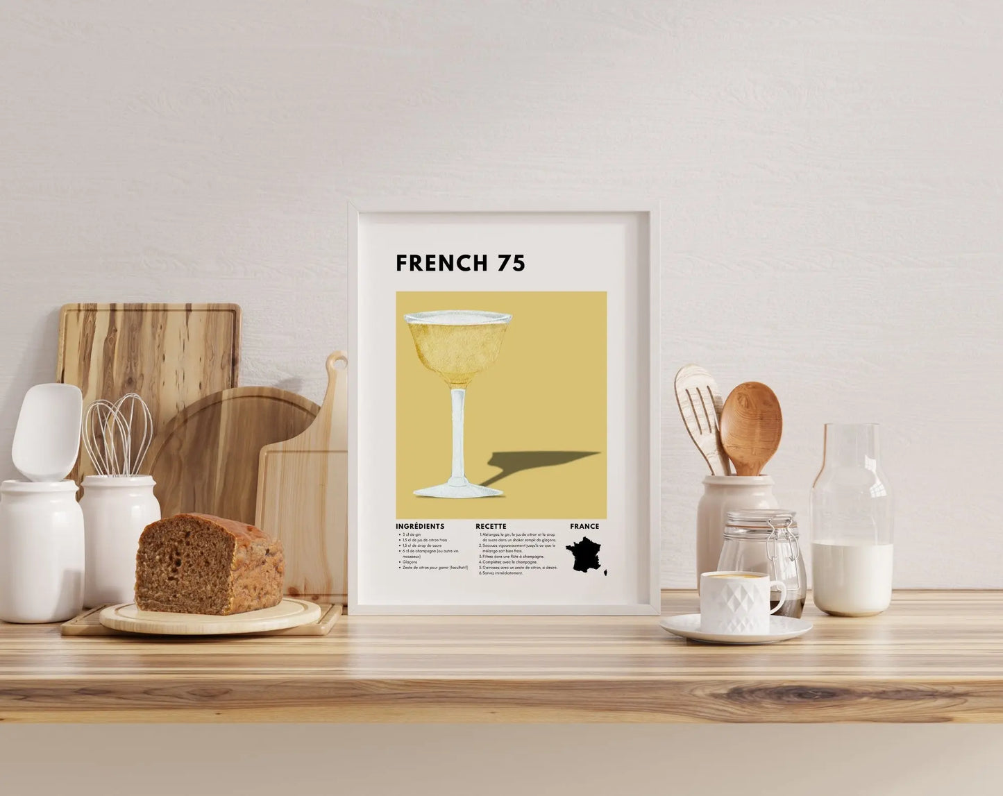 French 75 - Affiche recette de cocktail FLTMfrance