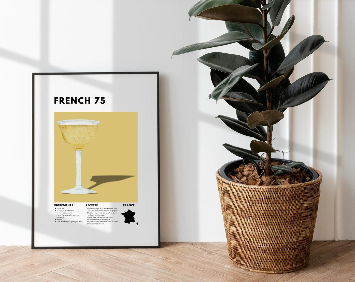 French 75 - Affiche recette de cocktail FLTMfrance