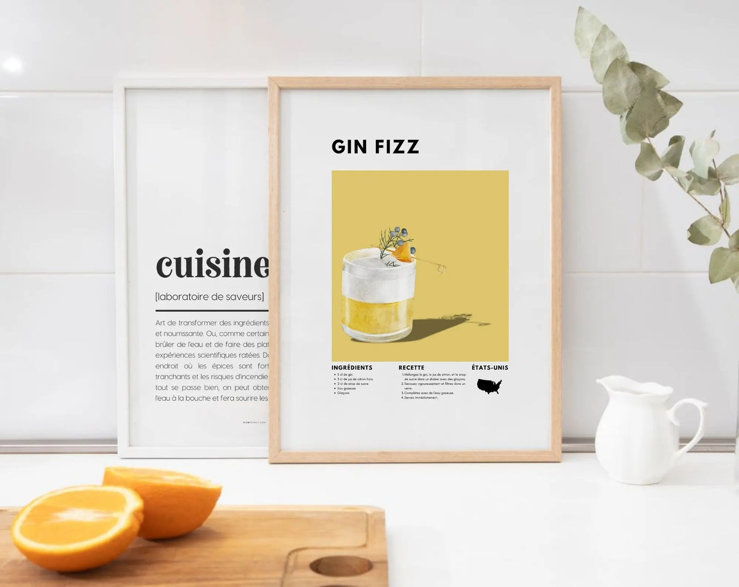 Gin Fizz - Affiche recette de cocktail FLTMfrance