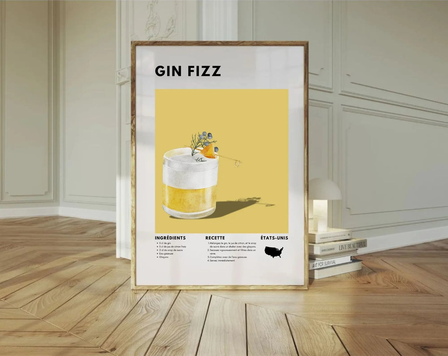 Gin Fizz - Affiche recette de cocktail FLTMfrance