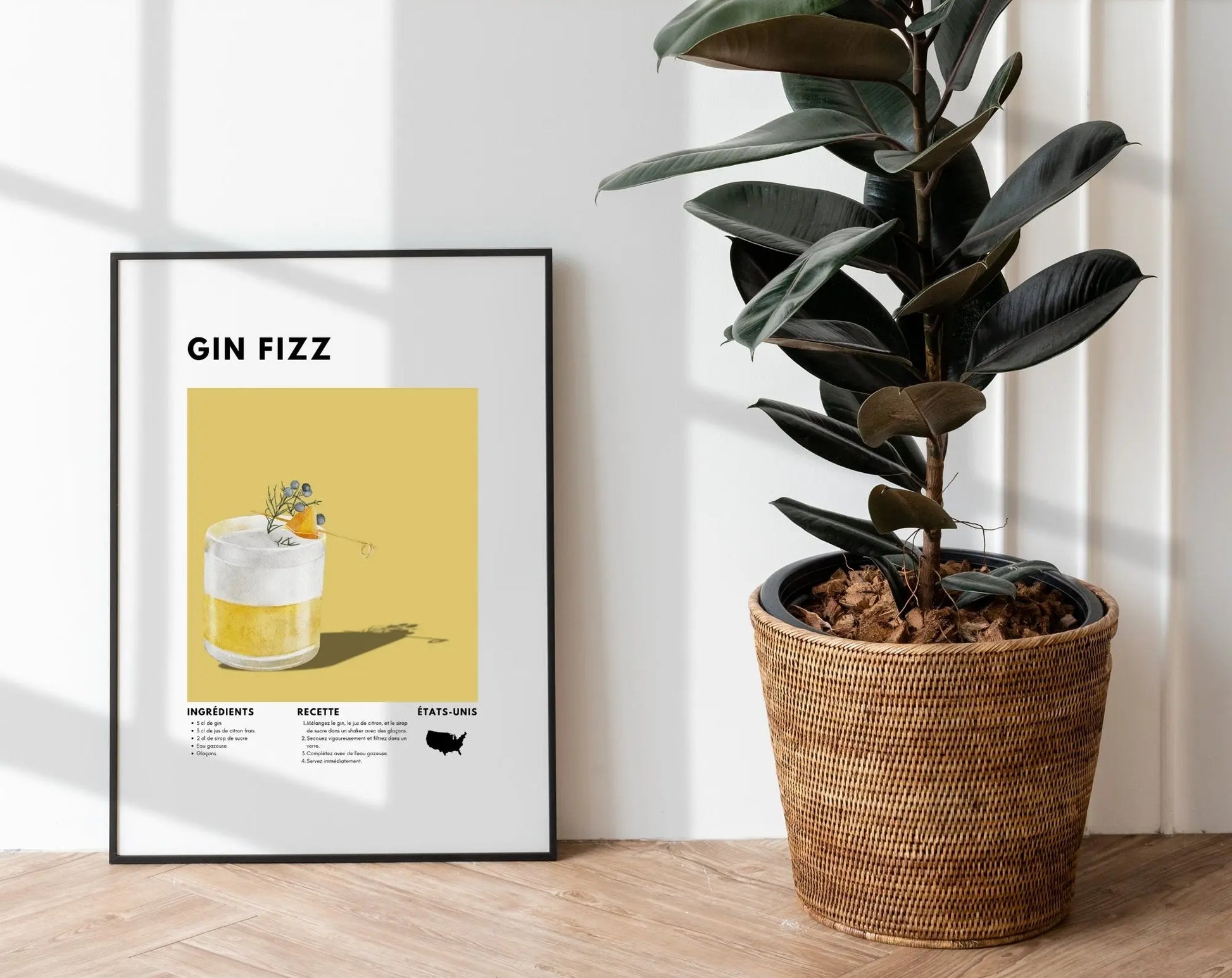 Gin Fizz - Affiche recette de cocktail FLTMfrance