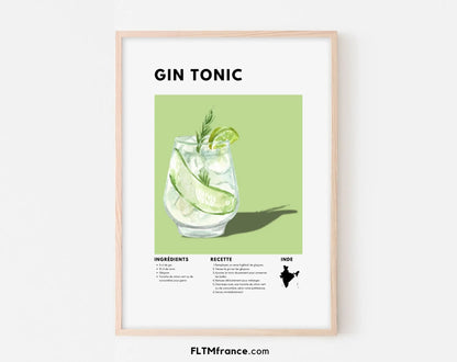 Gin Tonic - Affiche recette de cocktail FLTMfrance