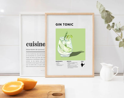 Gin Tonic - Affiche recette de cocktail FLTMfrance