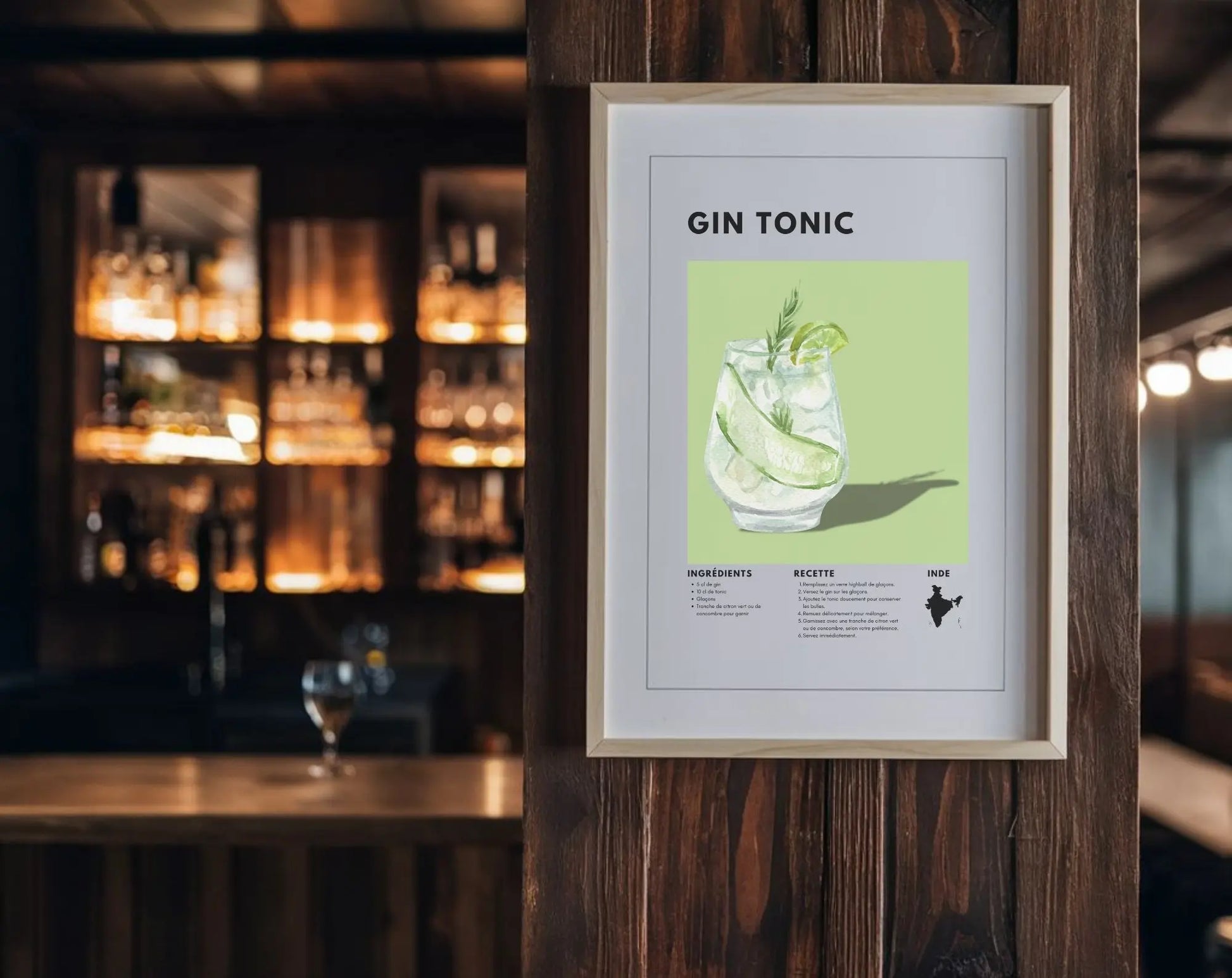 Gin Tonic - Affiche recette de cocktail FLTMfrance