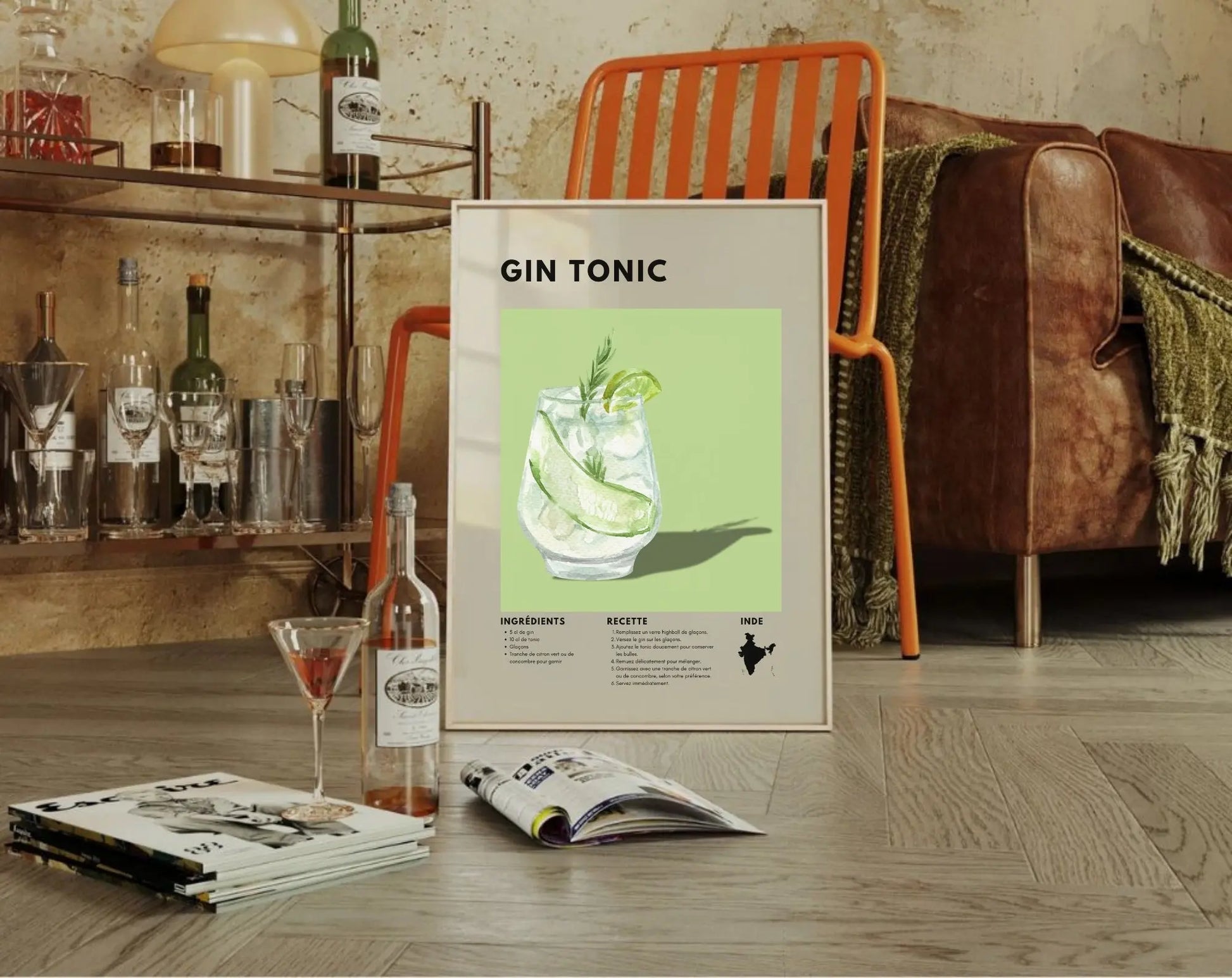 Gin Tonic - Affiche recette de cocktail FLTMfrance