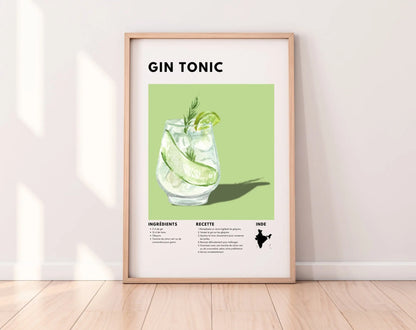 Gin Tonic - Affiche recette de cocktail FLTMfrance