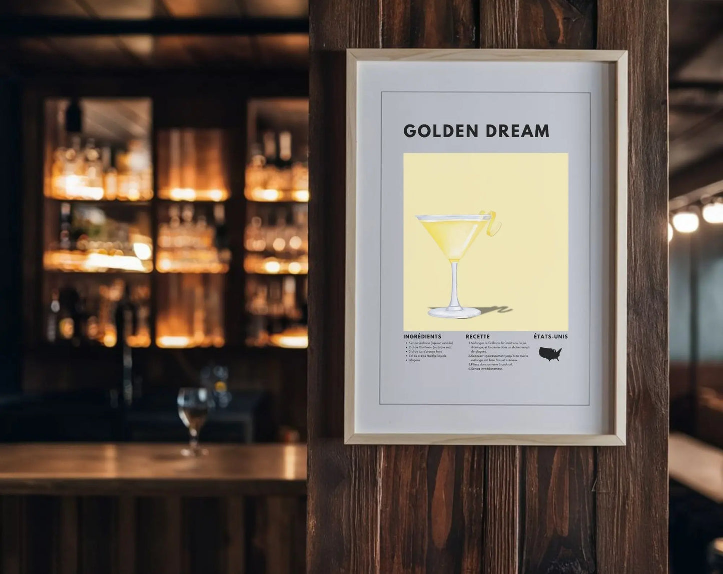 Golden Dream - Affiche recette de cocktail FLTMfrance