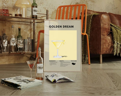 Golden Dream - Affiche recette de cocktail FLTMfrance