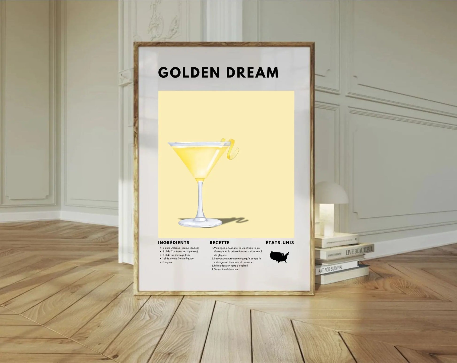 Golden Dream - Affiche recette de cocktail FLTMfrance