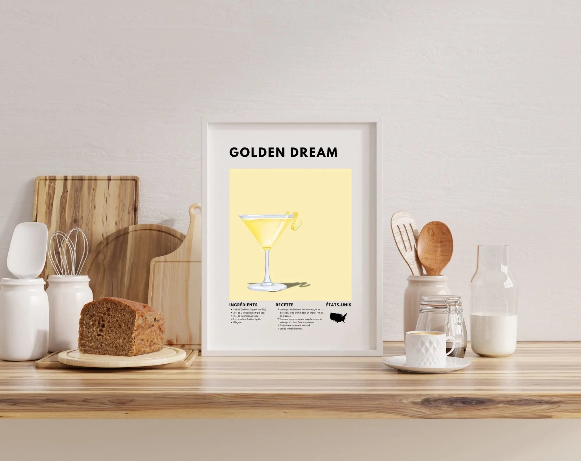 Golden Dream - Affiche recette de cocktail FLTMfrance