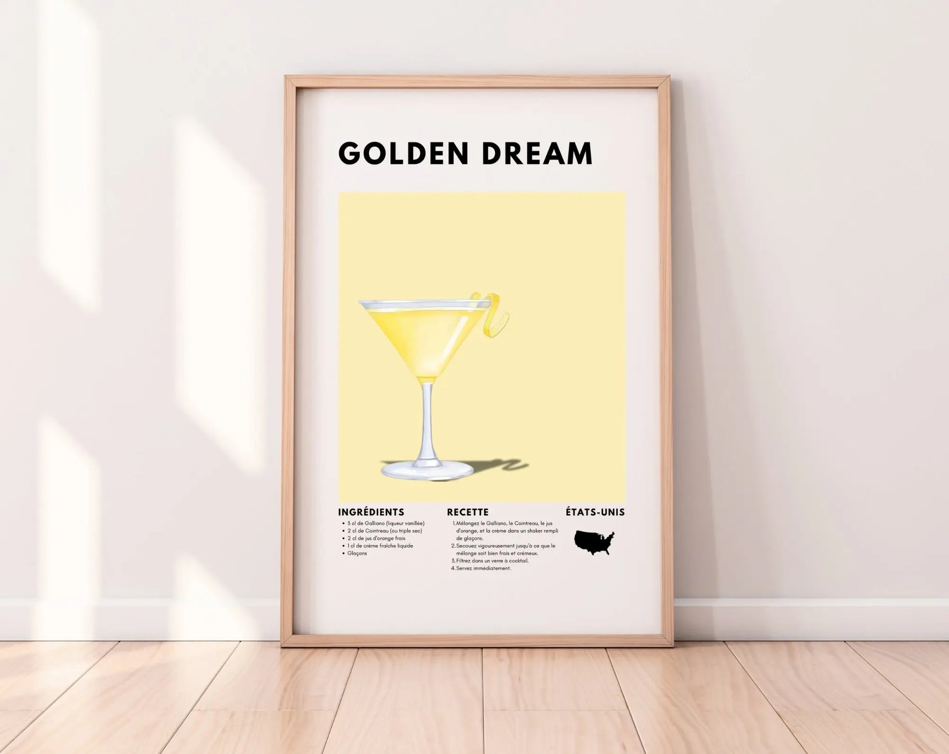 Golden Dream - Affiche recette de cocktail FLTMfrance